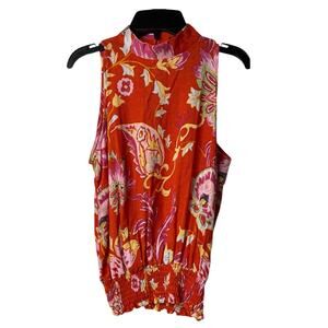 Rachel Roy Floral Sleeveless Halter Neck Tank Top Size XSmall‎ New